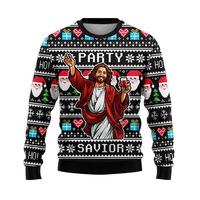 Sweater Pria Ukuran Besar Unisex Musim Dingin Plus Size Motif Natal 3D Digital Printing Pilihan Produsen OEM