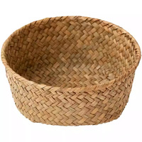 Panier de rangement rond en rotin tressé à la main pour fruits et légumes, idéal pour le bureau et la cuisine