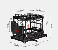 Égouttoir à vaisselle en métal à 2 niveaux, organisateur de comptoir de cuisine multifonctionnel pour bols, assiettes, tasses, ustensiles avec drainage