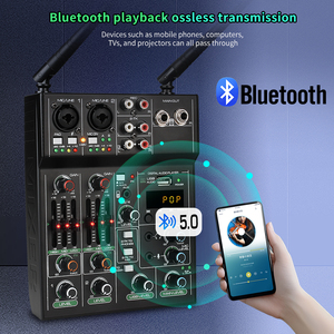 Mezclador de Audio de 4 Canales con Micrófonos Inalámbricos UHF Dobles, Bluetooth Integrado, USB, <span class=keywords><strong>MP3</strong></span>, Alimentación Phantom de 48V para Karaoke, Fiestas y Transmisión <span class=keywords><strong>en</strong></span> Vivo - Product Image 4