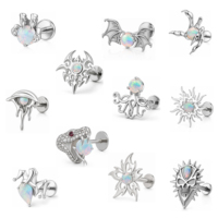 JiaXin ASTM F136 Titane de qualité implantable, Stud Labret à filetage interne, Bijou corporel en Zircon Cubique pour Cartilage, Tragus, Hélix, Conch