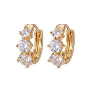 Pendientes de Aro Redondos Chapados en Oro con Microincrustaciones de Zirconia para Fiesta, Joyería para Mujer - Product Image 4