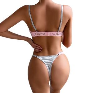 Conjunto de Lencería de 2 Piezas con Encaje de Color y Bordado, Diseño Calado, Satinado, OEM, en Oferta - Product Image 5