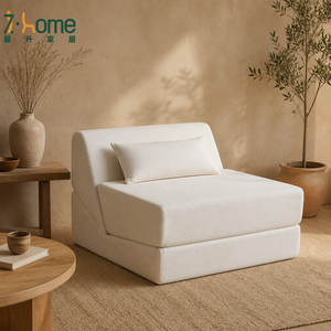 Vacuum Compression Sofa Armless Wedge Back Floor Chair Sherpa Fabric Space-Saving Seat Living Room Apartment Bedroom <b>Study</b> - Product Image 4