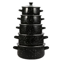 Ensemble de 6 mini-casseroles modernes noires à manche court en fonte émaillée, compatibles four/micro-ondes, adaptées aux cuisinières à gaz/à induction