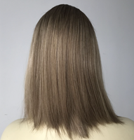 Perruque Courte Bob Ombrée Brun Clair avec Fermeture Machine et Dentelle Suisse, Densité 130, Cheveux Vierges Chinois Bruts, Perruque Tendance