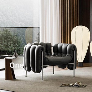 Sillón Minimalista de Metal Estilo Italiano, Sillón <span class=keywords><strong>Individual</strong></span> de Lujo Ligero Estilo Wabi-Sabi para Sala de Estar, Sofá Pequeño Inspirado en Diseñadores - Product Image 1