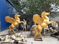 Statue de cheval en bronze, sculpture personnalisé en laiton brillant, Pegasus, taille de vie, décoration d'extérieur