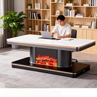 Table basse chauffante électrique intelligente en marbre à 2 niveaux avec rangement, silencieuse et économe en énergie, idéale pour le salon et les réunions de famille – Offre Spéciale