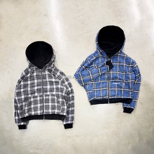 Custom Zip up Hoodies Manufacturer Oversized Heavyweight <b>Jackets</b> Inside <b>Flannel</b> Double Layers Reversible Hoodie for Men - Product Image 3