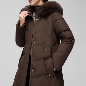 Veste en duvet coupe ajustée à la taille avec col en fourrure mi-long pour garçons et femmes remplie de duvet de canard blanc ODM / OEM - Product Image 6