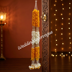 Yellow Marigold Artificial Mogra Gajra Flower Garland for Wedding Home Wall Hanging Pooja <b>Mandir</b> Back Decoration FLOWER HANGING - Product Image 3