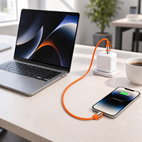 Kabel Pengisian Daya Multi 4 in 1 Tipe C USB 60W Kabel Data Silikon Pengisian Cepat untuk Ponsel Laptop