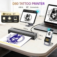 Imprimante thermique A4 pour tatouage D80, double usage, USB, 203 DPI, 216 mm, sans encre, portable, pour pochoirs de tatouage et bureau