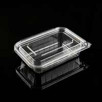 Boîte alimentaire jetable en PET avec couvercle à charnière et fermeture à clip, conteneur transparent scellé pour plats à emporter, qualité alimentaire, vente en gros, personnalisable, OEM, vente au détail