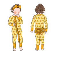 Combinaison personnalisée confortable en bambou imprimé avec fermeture éclair, idéale pour les jeunes filles, tendance et facile à porter, décontractée pour l'automne