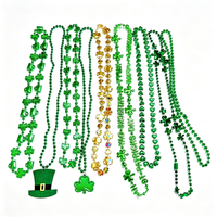 Collier perlé vert métallisé pour la Saint-Patrick, chaîne de perles trèfle, collier de fête irlandaise pour défilé et costume de festival - Grande Vente
