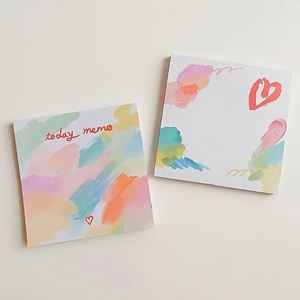 Bloc de Notas Adhesivas con Diseño de Pintura al Óleo en Forma de Corazón, Bonitas y Sencillas, Bloc de Notas para Registrar, Sin Adhesivo, Papel de Etiquetas Cuadradas de Alta Estética - Product Image 1