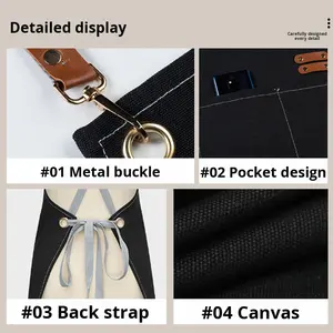 Delantales de lona personalizados a prueba de agua y aceite HUAN TE con logotipo personalizado Servicio OEM para cafés Chefs Restaurantes Bares Unisex - Product Image 3