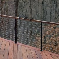 Doppelgeländer aus 316/304 Edelstahl, modernes quadratisches, rost- und wasserbeständiges Balkon-, Treppen- und Garten-Geländer für Veranda und Terrasse