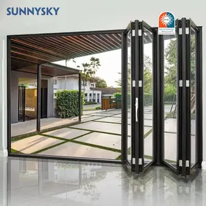 Sunnysky Factory Wholesale Aluminium Bifold Glass Exterior Aluminum Bi Folding Doors