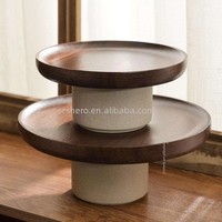Precio al por mayor de platos de flores de acacia para mesas de boda, platos altos para frutas, expositores y soportes para postres del fabricante