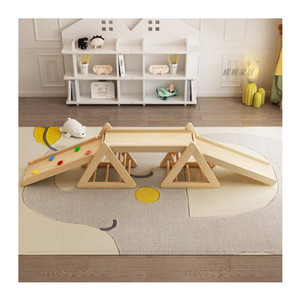 Gymnase d'activités pour bébés Montessori, aire de jeux intérieure en <span class=keywords><strong>bois</strong></span>, triangle d'escalade, toboggans, équipement d'exercice, Spielplatz, terrains de jeux - Product Image 1