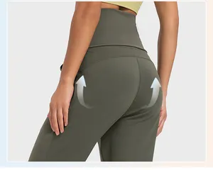 High Quality Women Side Pockets Loose Solid Color Sports Yoga Pants Ribbed Waist And Leg Hole Custom Logo Fitness Sweaters Pants