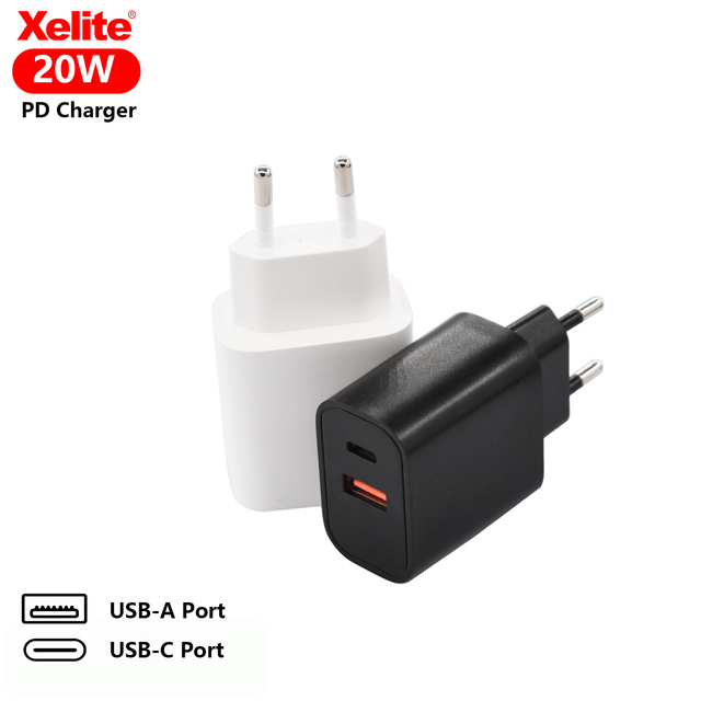 Custom OEM PD20W Dual USB & USB-C Power Adapter Gan Fast Charger for iPhone 11 12 Pro Mobile Phone