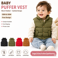 Chaleco Acolchado para Bebé, Impermeable y Cortavientos, 100% Poliéster, Diseño Acolchado Cálido y Ligero, Ropa Exterior para Niños Pequeños, Venta al Por Mayor