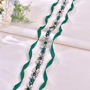 مصنوعة يدويا بسيط الأخضر والأبيض الكريستال وشاح اللباس الخصر التبعي العرائس أحزمة الزفاف الأنيقة - Product Image 4