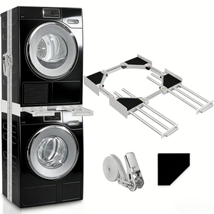Kit de apilamiento para lavadora y secadora, color negro, con estante extraíble, universal, ajustable de 24 a 29 pulgadas, para lavadora y secadora - Product Image 3