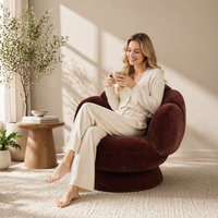 Fauteuil pivotant moderne en forme de fleur, fauteuil de luxe à dossier festonné pour salon, chambre et mobilier de maison moderne