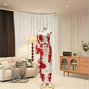 Robe élégante et noble pour <span class=keywords><strong>femme</strong></span>, style africain, à une épaule, manches longues, imprimé numérique, en tissu respirant – Nouveauté en gros - Product Image 4