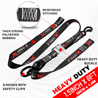 Sangle de fixation à boucle à came pour moto, 1,5 po (38 mm), robuste, 550 kg (1200 lb), personnalisable par sublimation, avec crochet de sécurité en S