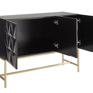 ตู้ไซด์บอร์ดสไตล์ดั้งเดิมสุดหรู ทำจากไม้อัดเอ็มดีเอฟ สำหรับบ้านหรือโรงแรม ฐานโลหะสีทอง เหมาะสำหรับห้องนั่งเล่นหรือห้องนอน - Product Image 5