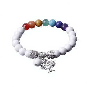 Pulsera Elástica de Piedras Naturales con Árbol de la Vida, Joyería con Dijes, Regalo Unisex, Estilo Bohemia, Chapado en Plata Antigua - Product Image 5