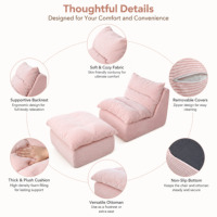 Fauteuil de relaxation moderne pliable et inclinable avec ottoman pour adultes, canapé confortable en tissu rembourré d'éponge – Meilleure vente