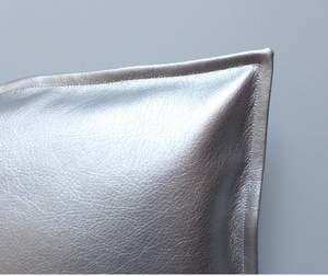Fundas de almohada de seda de cuero genuino, LPR-0104 de cojín metálico - Product Image 4