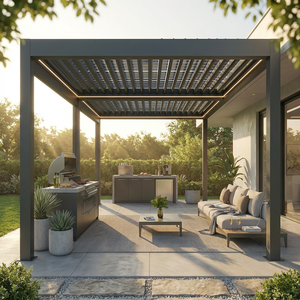 <span class=keywords><strong>Pérgola</strong></span> de Aluminio Ecológica con Paneles Solares Integrados, Gazebo Motorizado Inteligente BIPV para Patio Exterior Sostenible - Product Image 1