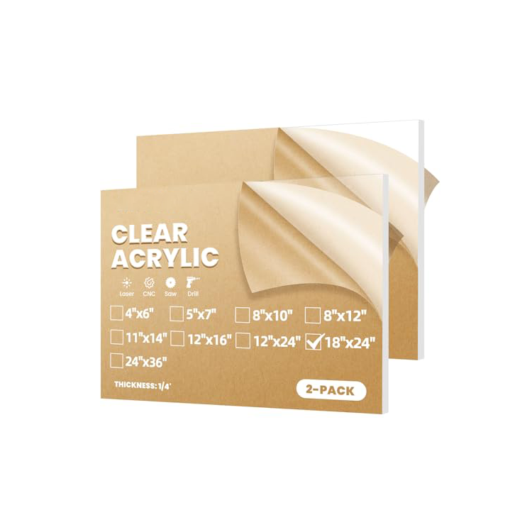 Trasparente 18 x 24" 1/4" di spessore 2 pezzi