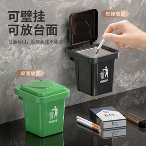 Wall Mounted Trash Can Square Black Plastic With Lid For Home Living <b>Room</b> Recycling <b>Bin</b> - Product Image 3