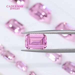 Cadermay Cherry Blossom Pink Emerald Cut Gemstones 3x5mm To 9x11mm For Jewelry Making - Product Image 3