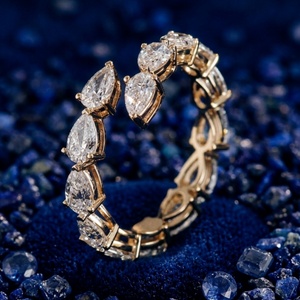 18K Solid Gold Pear Cut Lab Grown Diamond <b>Ring</b> <b>Opening</b> Design IGI Certified Luxury Wedding Engagement <b>Ring</b> - Product Image 2