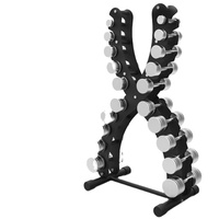 Support vertical à trois niveaux pour haltères cylindriques - Construction métallique durable et stable
