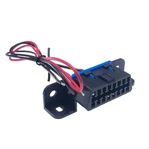 OBD II J1962F OBD2 16 Pin Female Connector Dash Port Open Tinned Wire Pigtail DIY with Underdash Bracket