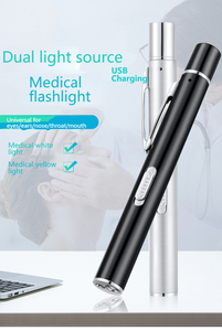 Dual Light Source Medical Flashlight Stainless Steel Power Display with Rechargeable LED <strong>Bulb</strong> Yellow &amp; White Oral Pupil <strong>Torch</strong> - Product Image 2