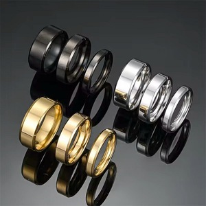 Anel Clássico em Forma de U de 4mm, 6mm, 8mm, Superfície Brilhante com Dupla Biselagem em Aço Inoxidável, Presente de Noivado para Homens e Mulheres, Atacado - Product Image 1