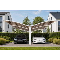 Structure de carport moderne en aluminium avec panneaux de toiture en PVC résistant aux UV, robuste pour l'extérieur, le jardin et la zone de stationnement