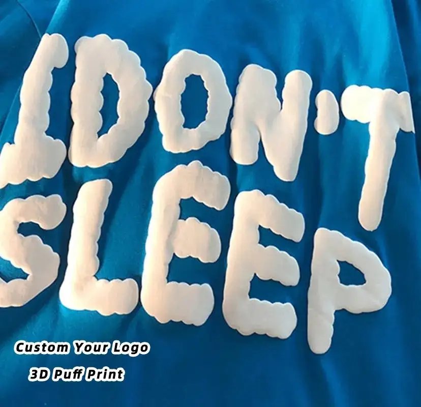 Camiseta personalizada 3D puff espuma impresión camisetas lisas 100 _ algodón poliéster camiseta serigrafía diseñador logo hombres camisetas